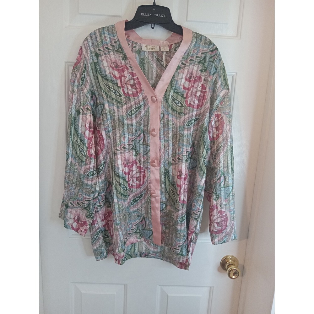 Vtg Gold Label Victoria's Secret SZ Sm  Floral Button Down PJ Top Dead Stock